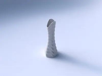 Vase squeezed and bent hexagon 2 with twisted grid plates 3D print model
