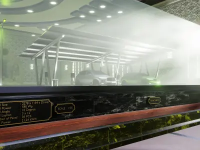 Solar Carport Type-2 3x12 Panels Diorama 3D model