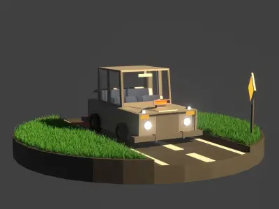 Car suitable for cartoon game 3D model