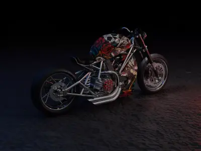 Custom Ducati Bobber Low-poly 3D model
