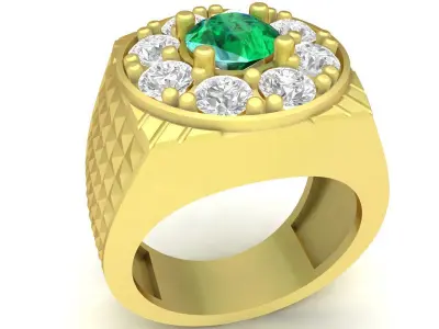 Luxury Round Cluster Signet Ring for Men  3406 3D print model