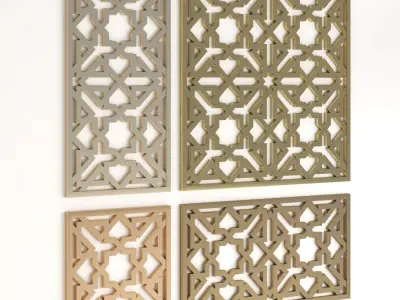 Arabic Islamic pattern decorative gold plaster 3D model