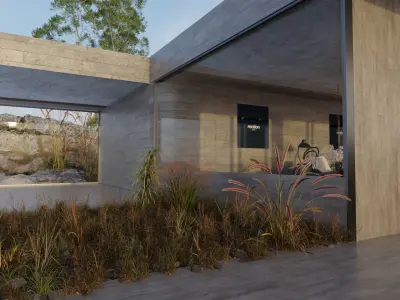 Automotive Villa Render Scene 3D Blender File Textured 3D model