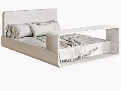 Boomerang Sliding Bed-Modern Minimalist 3D Furniture Model Low-poly 3D model