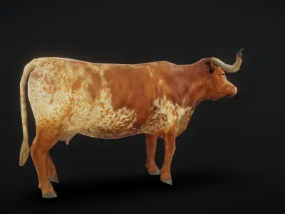 Two tone cow animation Low-poly 3D model