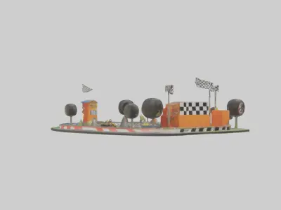 Cartoon Race Track model 3D model