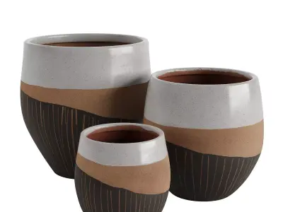 Neutral Earth Tones Vases Set 3D model