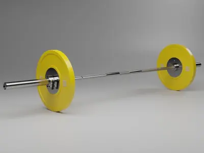 Olympic Barbell with Plates and Collars 3D model