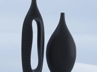 Wooden Vases 3D model