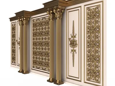 Boiserie Classic Wall with Mouldings 013 White Low-poly 3D model