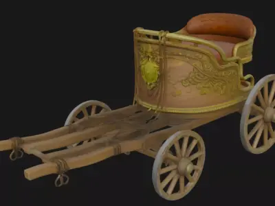 Vintage Ornate Wooden Carriage 3D Model 3D model
