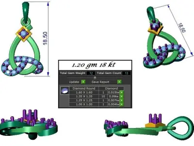 Pendant Earrings combo - 317 3D print model