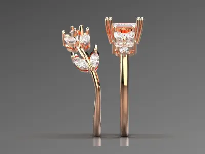 Luxury rose gold engagement ring with diamond model wr0100 3D print model