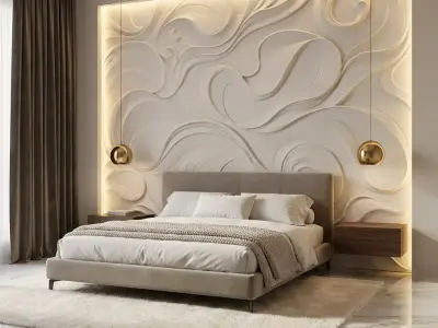 modern panel wall decor set relief stl mural CNC 179 3D model
