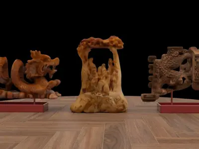 Chinese dragon carving pattern  3D model