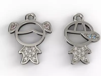 Fine Boy and Girl Pendant 3D print model