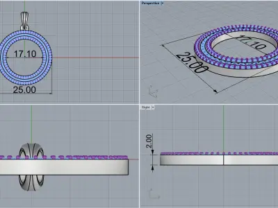 Round channel set pendant model 676 3D print model
