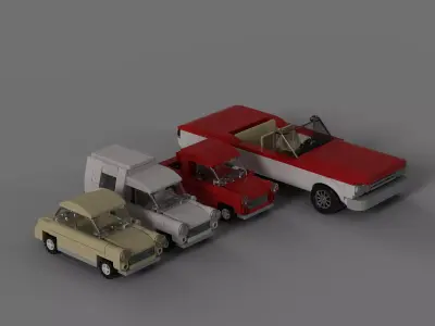 Vintage Car Collection Lego Block 3D print model