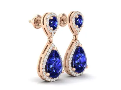 AV 336 Pear and ovel Ladies Vintage Dangling Drop Earrings 3D print model