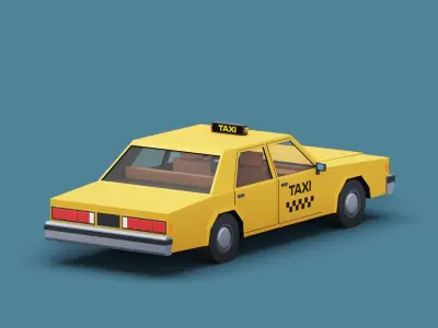 Stylized Cartoon Yellow Taxi Car  Low-poly 3D model