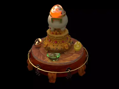 Chinese treasure bowl  Low-poly 3D model