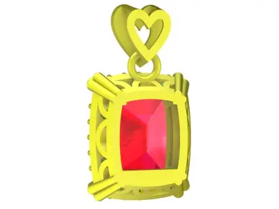 Luxury Rectangular Gemstone Pendant with Heart Bail 4703 3D print model