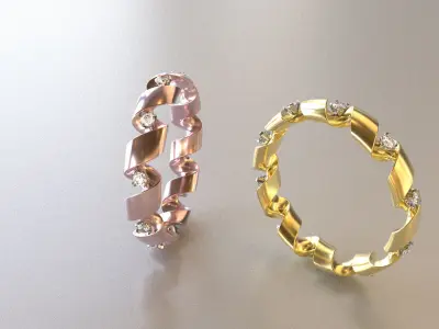 engagement ring spiral with diamonds sz18mm 3D print model