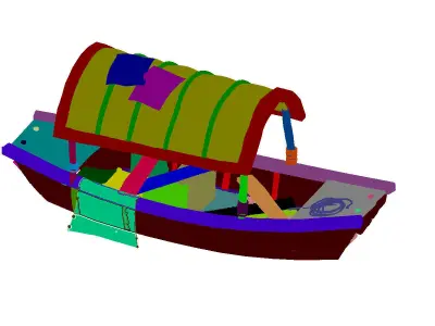 Game Traffic - Small wooden boat 07 3D model