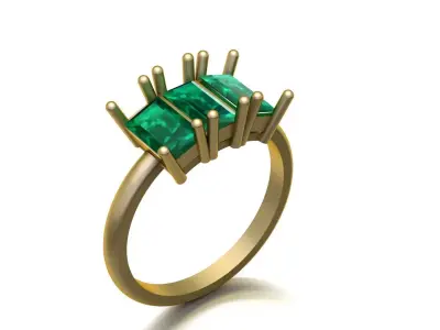 LUXURY EMERALD RING 3D PRINTABLE MODEL 3D print model