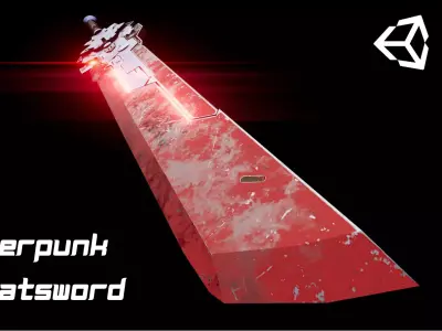 FREE Cyberpunk Greatsword Game Ready Energy Weapon Free low-poly 3D model