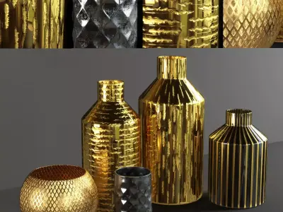 vase430 gold vases 3D model