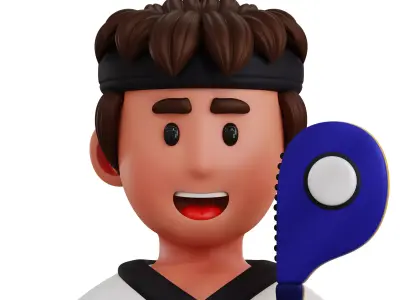 Karate Player Avatar 3D Icon Low-poly 3D model