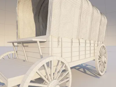 Carts wooden wagon Low-poly 3D model