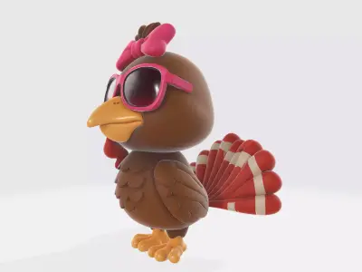 Turkey with Bow and Sunglasses 3D Printed 3D print model