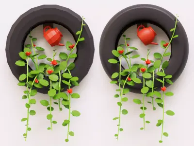 Plant on the wall Low-poly 3D model