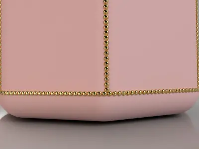 Pouff  octagonal with head nails 3D model