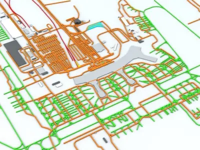 Domodedovo DME Moscow Airport Roads Buildings and Public Trans 3D model