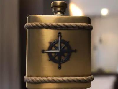 Nautical Compass Flask Low-poly 3D model