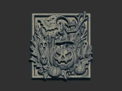 hallowen themed scene cnc model 3D print model