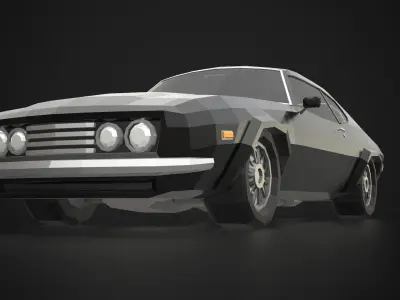 Low-Poly Retro Muscle Car 03 Low-poly 3D model