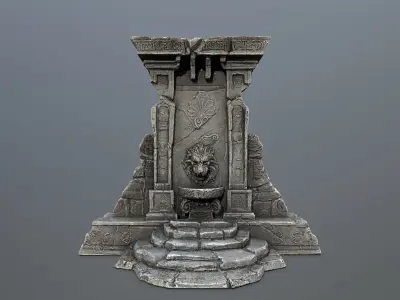 Lion fountain Low-poly 3D model