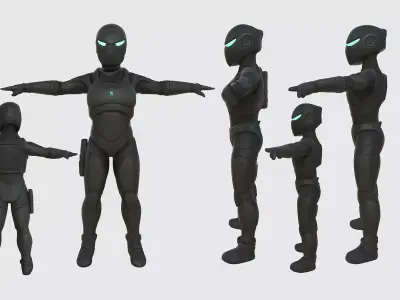 Female soldier Low-poly 3D model 4
