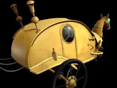 Steampunk Carriage Hand-Painted Low-poly 3D model