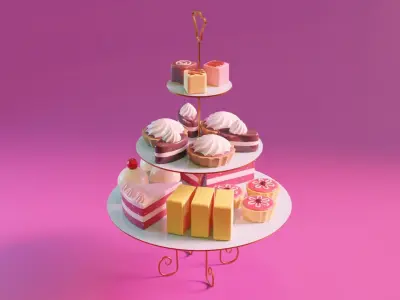 High Tea Cake Collection 3D model