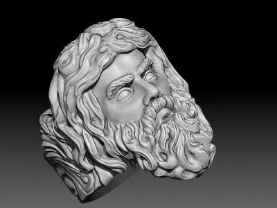 Zeus Ring Sculpture jewelry gold necklace SIlver 3D print model