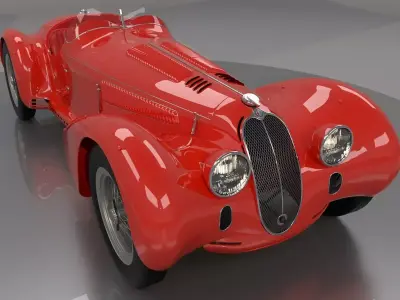 Alfa Romeo 8c 2900 Mille Miglia Roadster High Poly and Low Poly 3D model