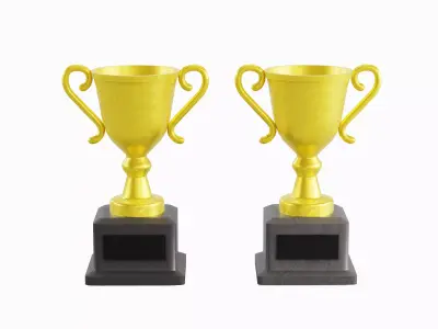 Gold Trophy Set Low-poly 3D model