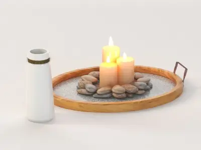 Stonebriar Oval Rustic  Wood Tray Centerpiece for Table Top 3D model