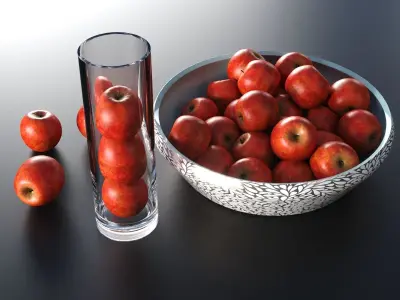 Apple fruits with plate 3D model