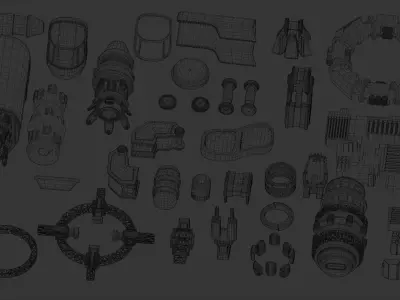 Spaceship Parts Kitbash Pack 3D model
